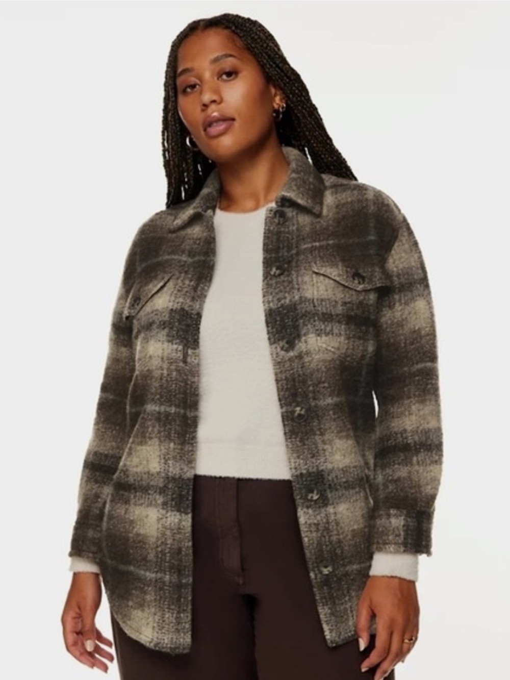 Artizia Wilfred Ganna Plaid Wool Shirt Jacket